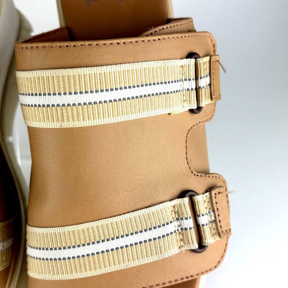 Sorel Dayspring Platform Slide Sandals Tan Leather Size 7.5 - Picture 9 of 14